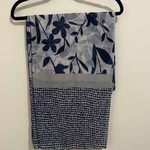 Floral and Polka Dot Blue & White Scarf
